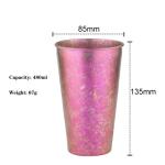 Colorful Single Wall Titanium Beer Cup Outdoor Coffee Mugs 480ml Capacity
