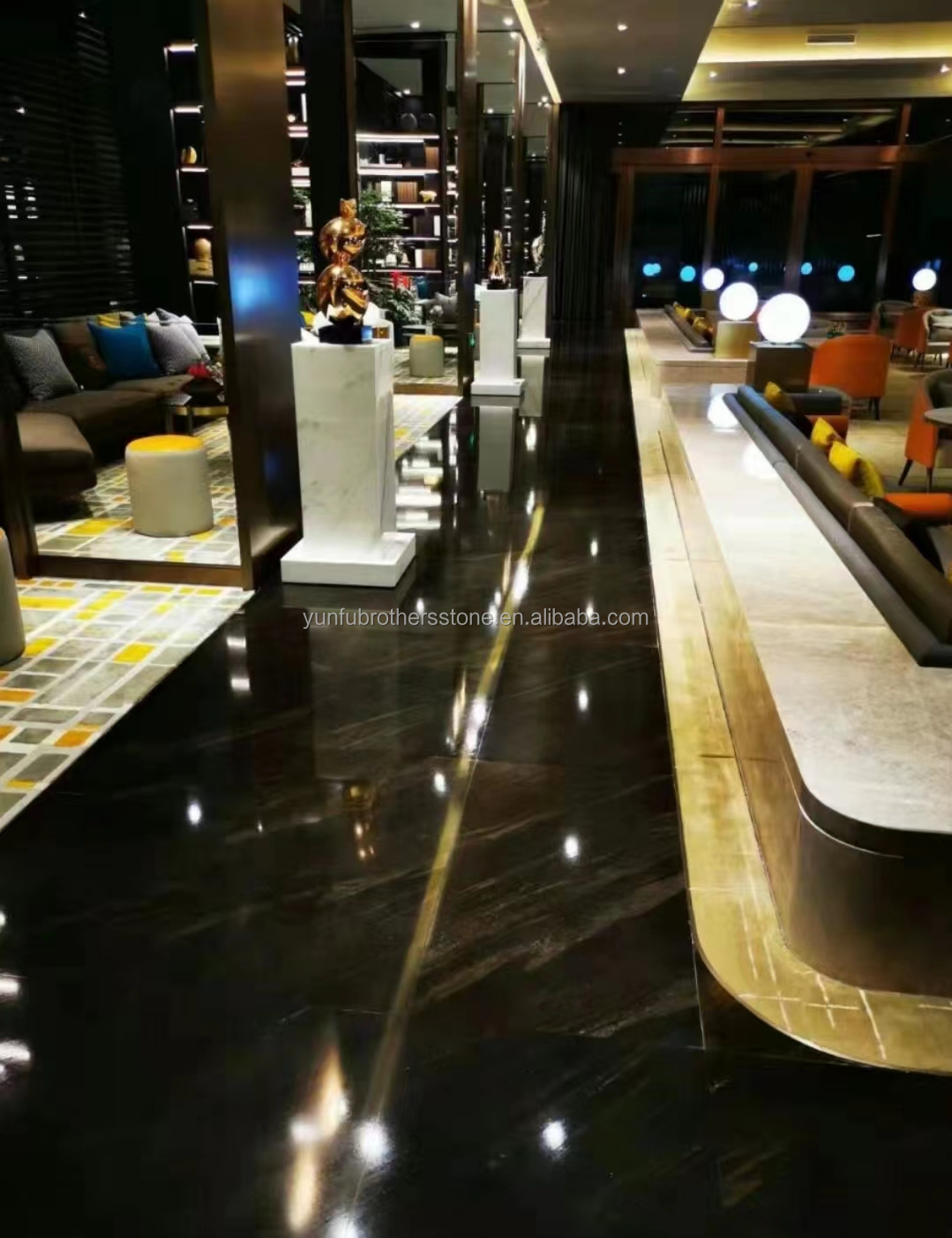 Modern Style Hotel Flooring Sheet Customized Golden Sand Quicksand Brown Granite Marble