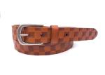 Embossed One Piece Full Grain Leather Belt With Alloy Buckle