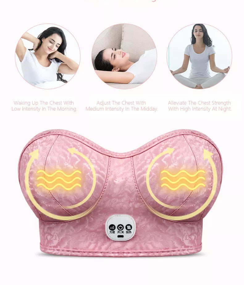 USB Electric Breast Massage Bra , ODM Electric Heated Bra PU leather material