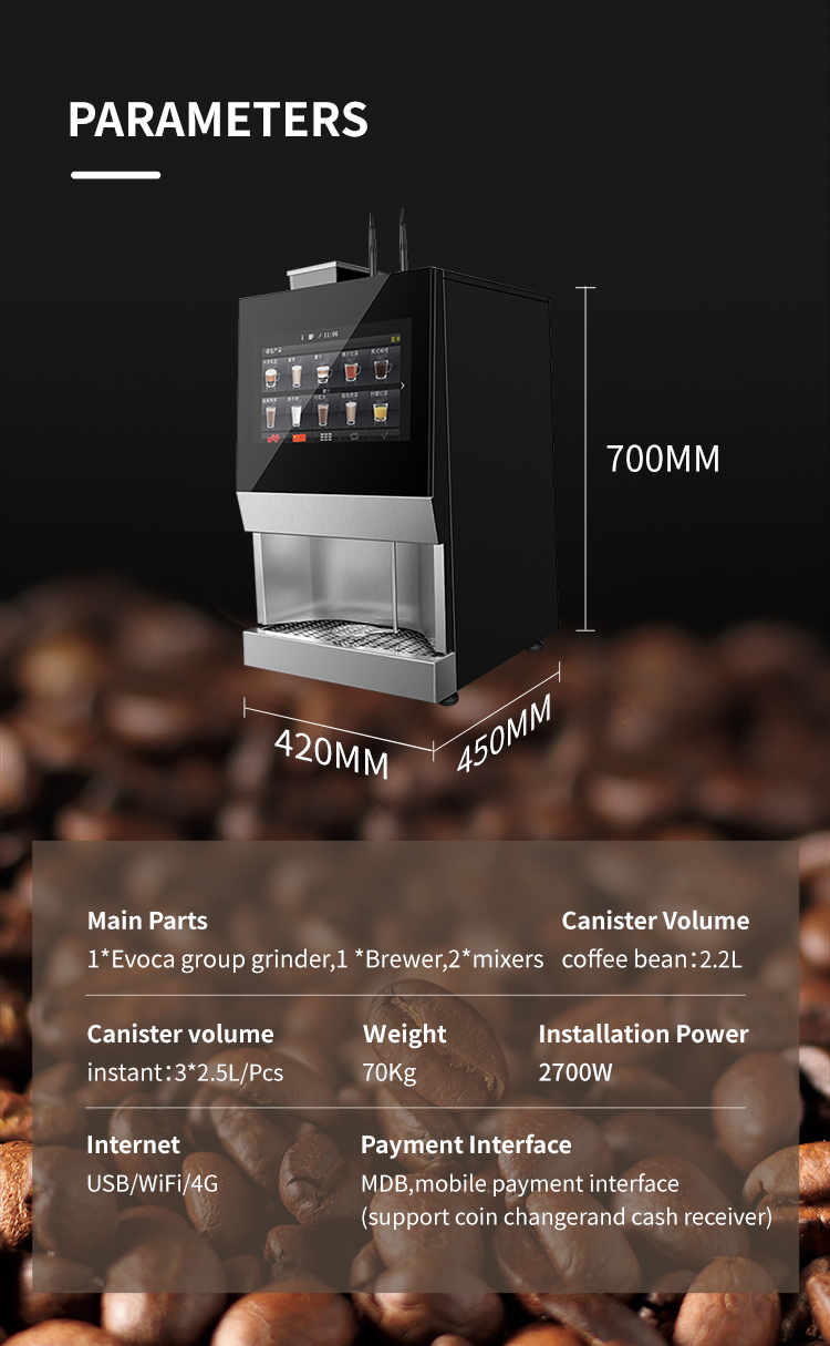 Restaurant Smart Bean To Cup Coffee Vending Machine With Programmable Setting