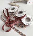 British Style Tie Christmas Plaid Ribbon Flower Bouquet Eco-friendly Fabric Tape