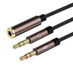 High Quality Splitter 1 Female to 2 Male Headset 3.5mm Jack Audio Mic Cable