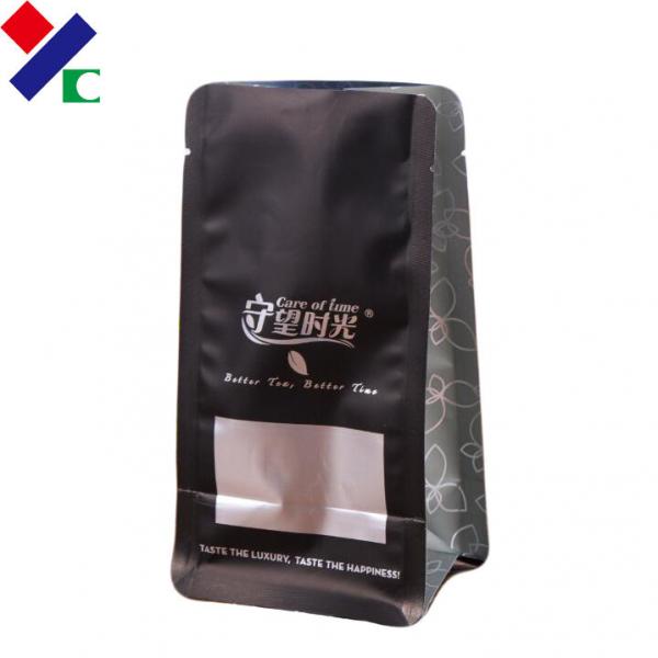 Quality 500g Recyclable Packaging Bags Matte Black Stand Up Pouch 70 Microns With Zipper / Valve for sale