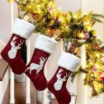 Christmas Stockings Set, 4 Pcs Large Christmas Stocking Soft Classic Red White