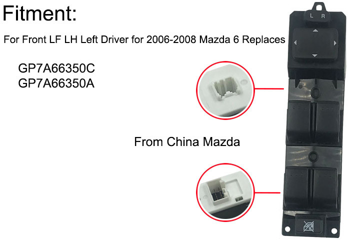 GP7A66350C Driver Side Master Window Switch For 2006-2008 Mazda 6 Replaces