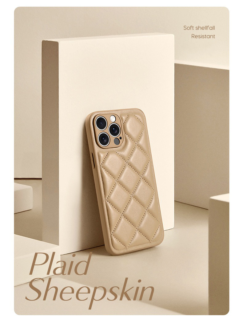 PU Lingge Winter Down Jacket Mobile Phone Cases for iPhone 15 Pro Max Lingge Material