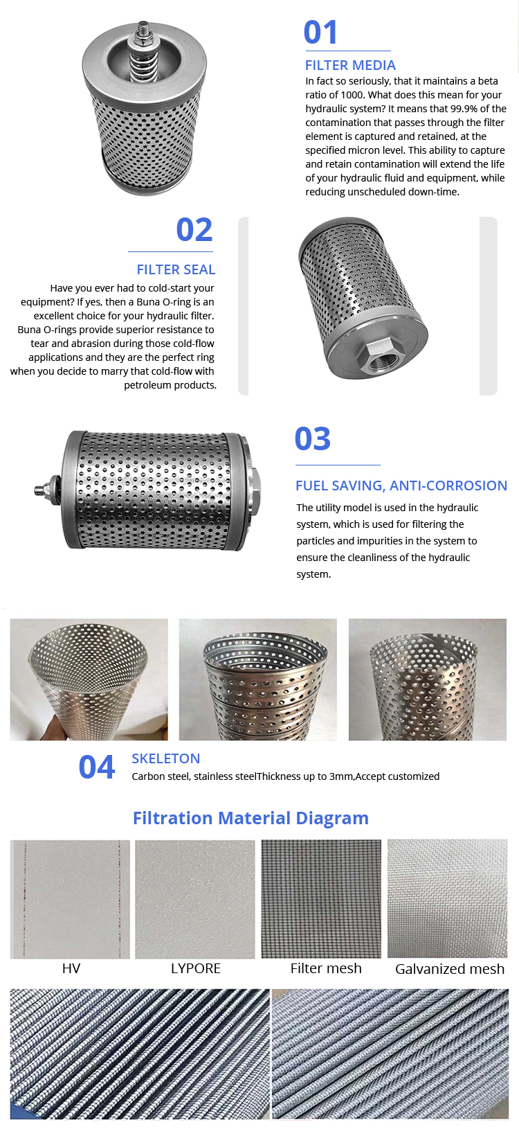 Stainless Steel Mesh Suction Hydraulic Filter Replacement Ra01162190, Tractor Hydraulic Oil Filter, Hydraulic Oil Filter