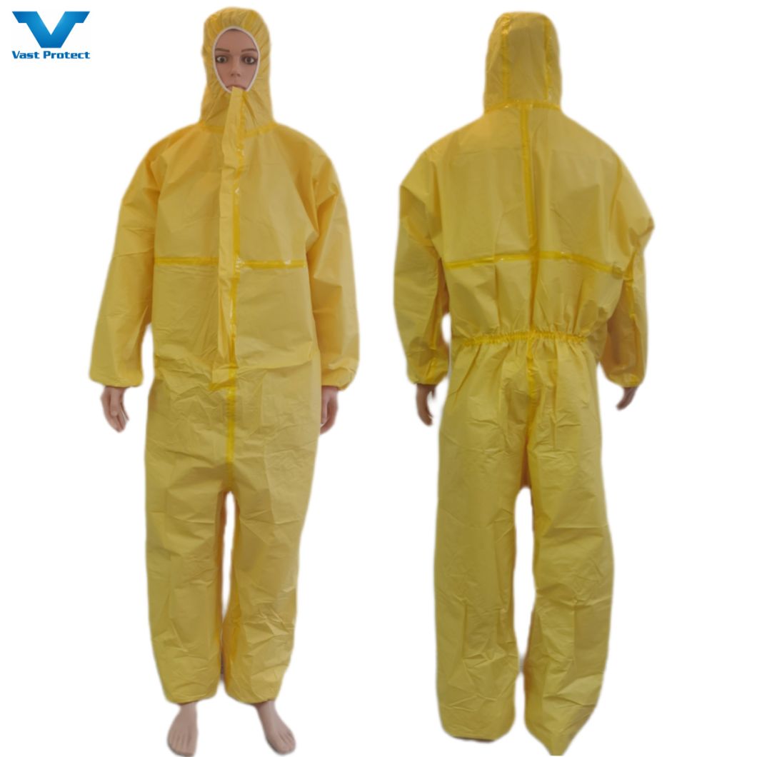 Customized Yellow Disposable Coverall Chemical Resistance Protective Suit