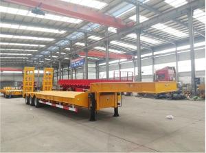 Wholesale Jost E100 3 Axles Lowboy Semi-Trailer 70t Load Capacity Hydraulic Heavy Duty Lowbed Flatbed Trailer from china suppliers