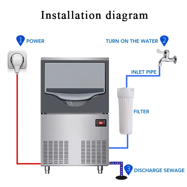 Granular Ice Machines 60kg Snow Nugget Ice Block Maker Commercial Snowflake Ice Making Machine for Business Automatic