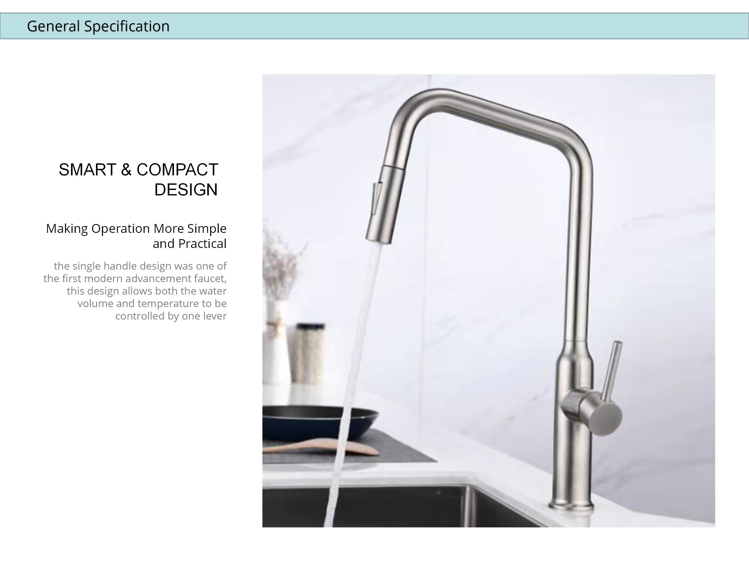 High Arc Angled Spout SUS304 Single Handle Water Filtration Faucets IPX5