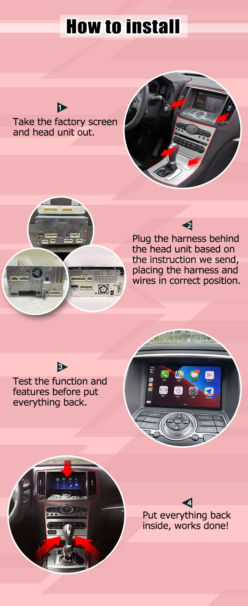 Nissan Patrol Y62 2010-2016 touch screen upgrade with android auto carplay youtube video interface