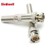 CCTV Male Straight BNC Cable Connector , BNC Solder Connector Copper Zinc