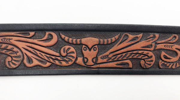 Vintage Cowhide Genuine Leather Belts / Men's Western Tooled Embossed Leather Waist Straps