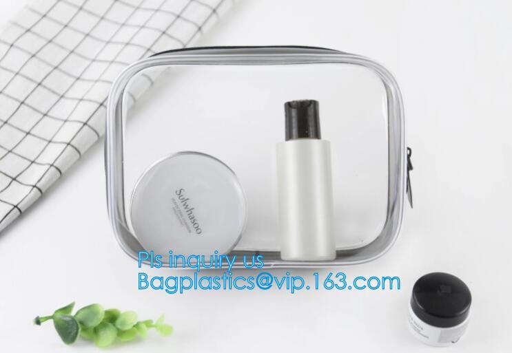 Clear Carry On Travel Toiletry Bag PVC Travel Cosmetic Makeup Bag, Outdoor travel solid durable transparent PVC zipper b