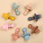 FDA LFGB BPA Approved Silicone Cutlery Set Baby Training Spoon Fork Round Handle