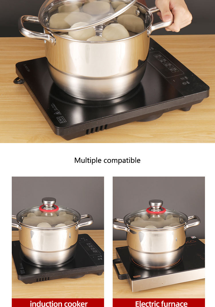 Kitchen Hot Fashion Silver Cooking Pots Sets Soup Pot Set Stainless Steel Cookware Sets With Glass Lid