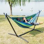 Blue Outdoor Single Stand Hammock , Cotton Rope Hammock Easy Assembly