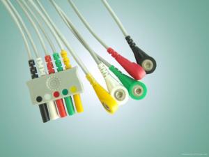 China 3/5 Lead Euro type lead wire ,ecg leadwire for all l Euro-Plug System , IEC/AHA snap end on sale