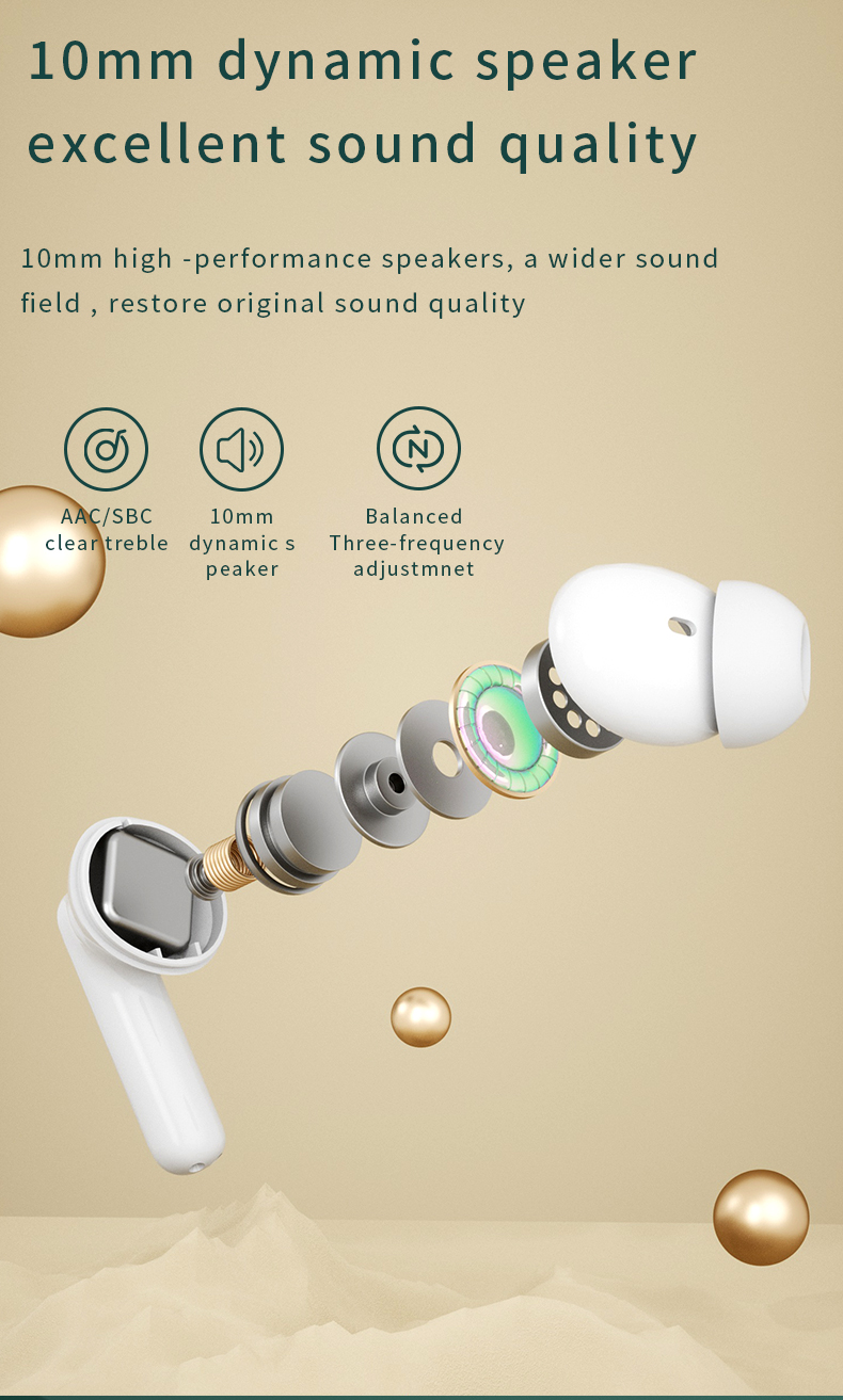 Wireless TWS Gaming Headset with 4 Mics Low Latency ANC ENC Digital Display Private Mold