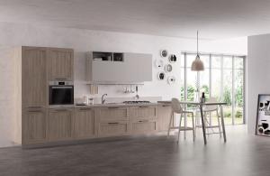 Wholesale Tailored PET Retro Kitchen Cabinets Customized Kitchen System Stainless Steel Handle from china suppliers