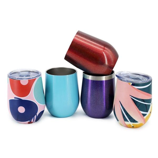 Egg Shaped 12 Oz Vacuum Insulated Tumbler Custom Stainless Steel Wine Tumbler