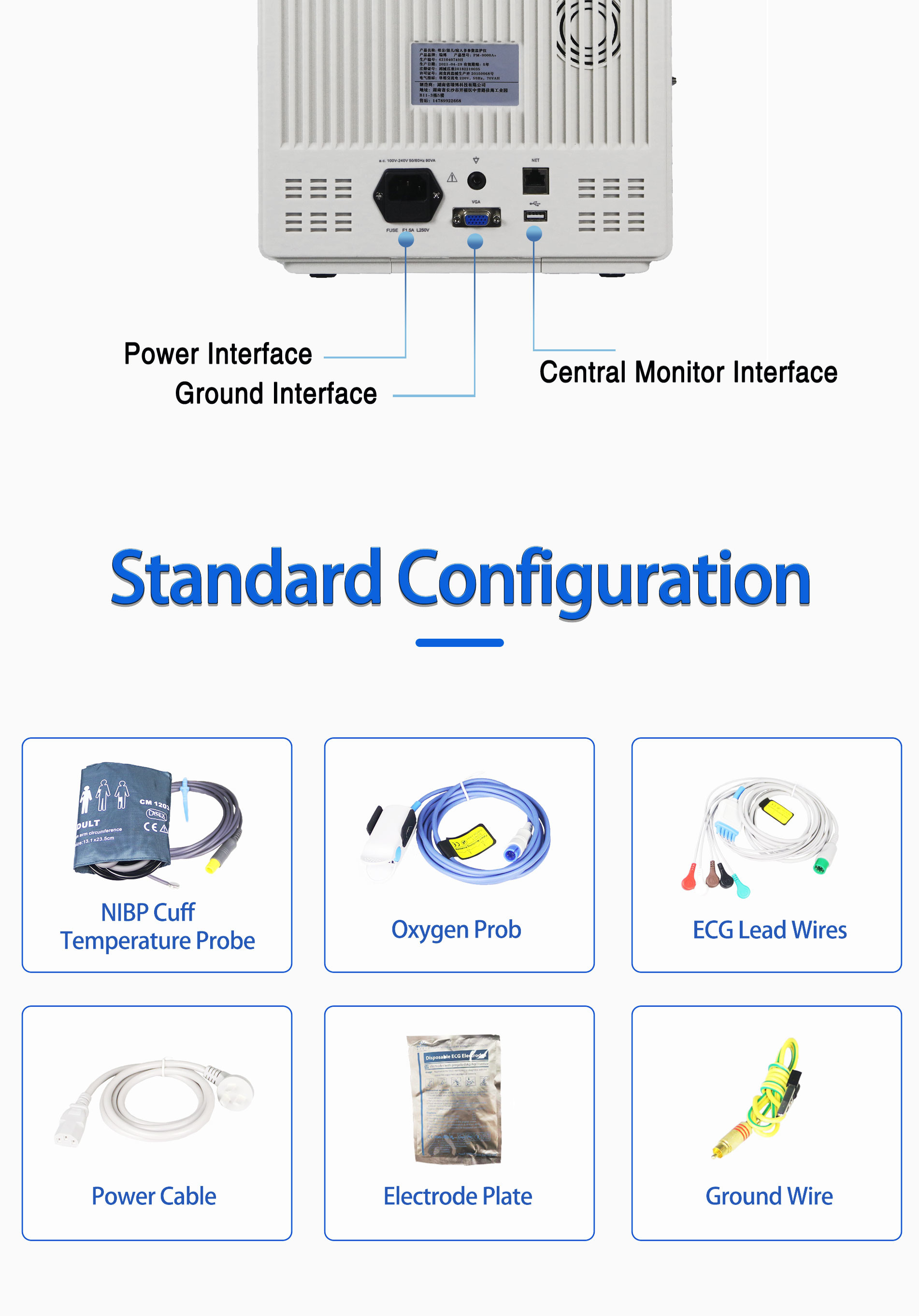 General Ward 6 Para Multi Parameter Patient Monitor 12.1 Inch Vital Signs