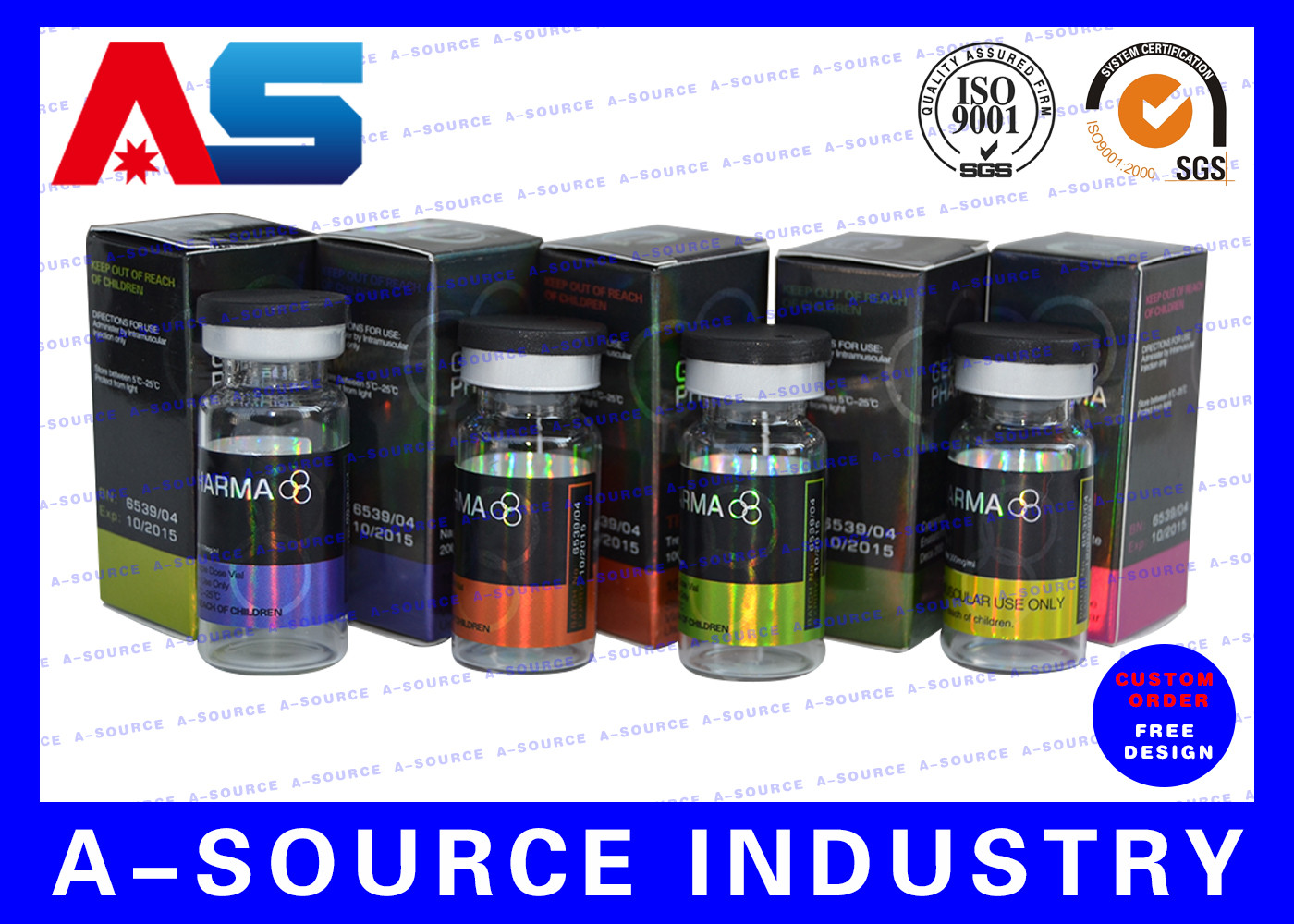 10ml Vial Labels And Boxes Printing With Vials And Caps, Silver Foil Embossed Label