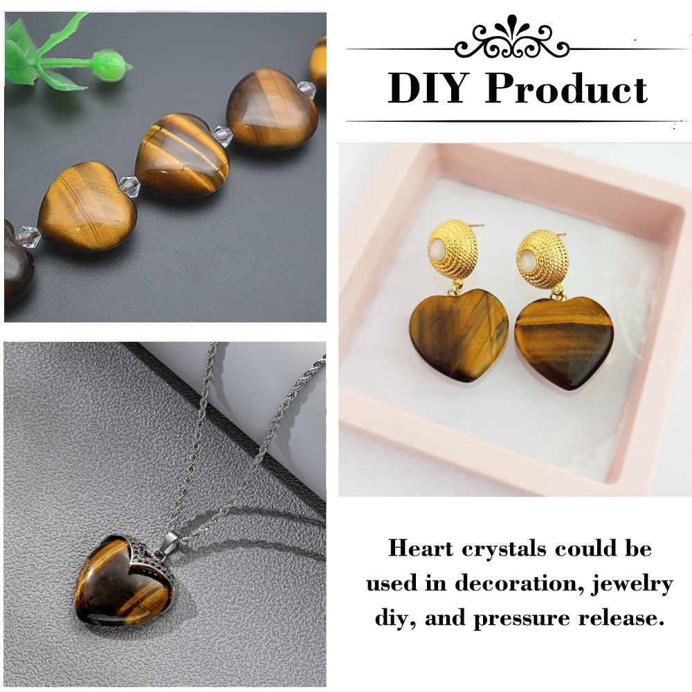 Home Decor 0.8 Inch Tigers Eye Heart Shaped Stone Smooth Polish