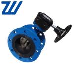 Ductile Iron Soft Sealing Double Flange Butterfly Valve Gearbox Operated