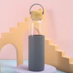 Single Wall High Borosilicate Glass Drink Water Bottle Colorful Silicone Cover