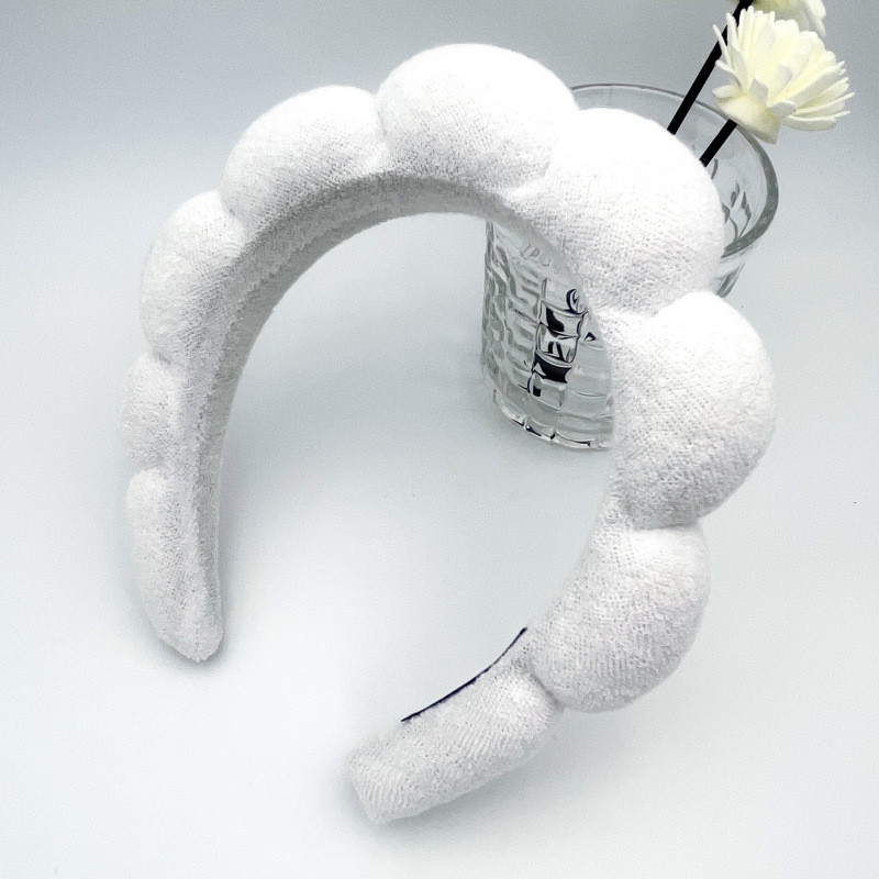 Spa Headband for Women Sponge Puffy Makeup Headband Spa Headband Terry Towel Cloth Fabric Head Band Yoga Washing Face