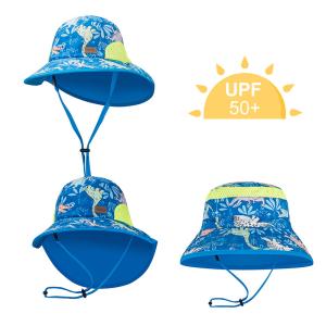 Wholesale Neck Flap Upf50+ Hat Childrens Wide Brim Hats 43cm 100% Cotton from china suppliers