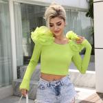 Women'S Handmade Lace Blouse Elegant Timeless Style Lime Crepe Oversized