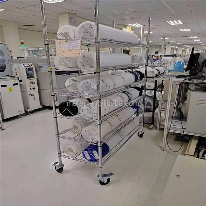 Factory wholesale Carbon Steel SMT ESD SMD PCB Reel Storage Shelving Rack Trolley Cart