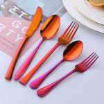 Dishwasher Safe 5 Piece Kitchen Flatware Sets FDA Rainbow Stainless Steel
