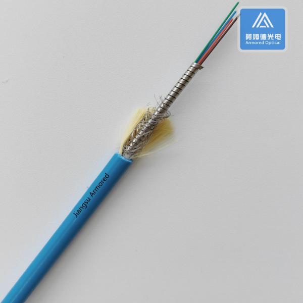 6 Cores Single Mode Spiral Armored Fiber Cable 5.0mm Blue LSZH Rodent Resistant