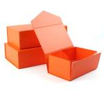 Orange Color Luxury Rigid Flat Folding Magnetic Gift Packaging Paper Box