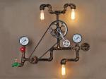 Vintage retro loft industrial wind light personality water pipe gear wall lamp