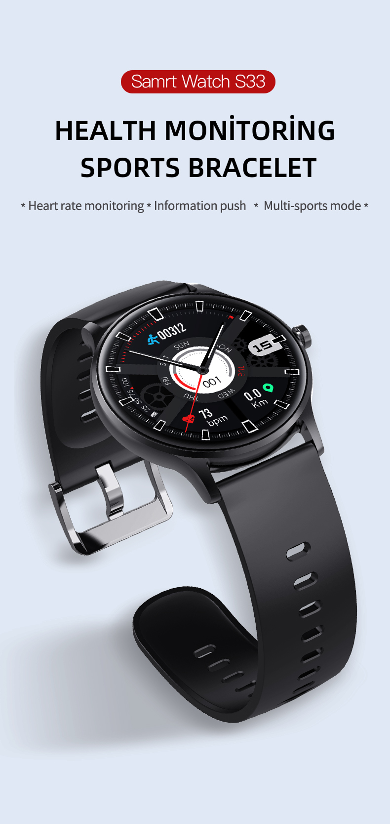 1.28inch IP67 Waterproof Smart Watch Sedentary Reminder Sleep Mode