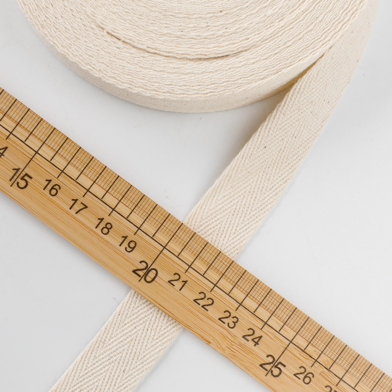Plain Design Natural Cotton Ribbon 10mm-50mm Custom Printed Cotton Ribbon