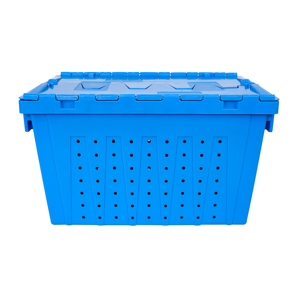 Customized Color Logistic Distribution Plastic Crate with Hinged Lid Acceptable OEM ODM