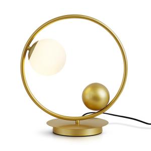 Wholesale Round Height 40cm Dia 35cm Golden / Black Color Bedside Table Lamp from china suppliers
