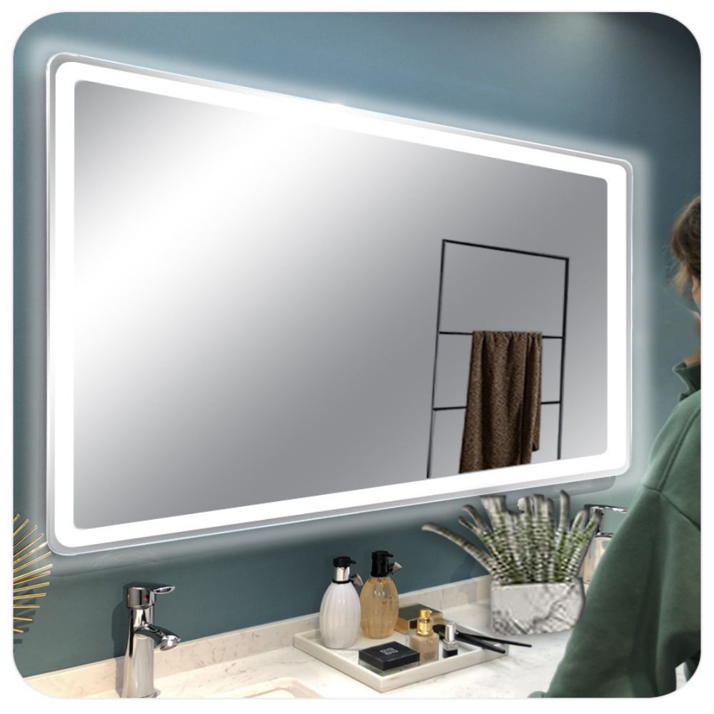 Customized Size Led Touch Bevelled Smart Fitness Bath Backlit Mirror for Salon Makeup