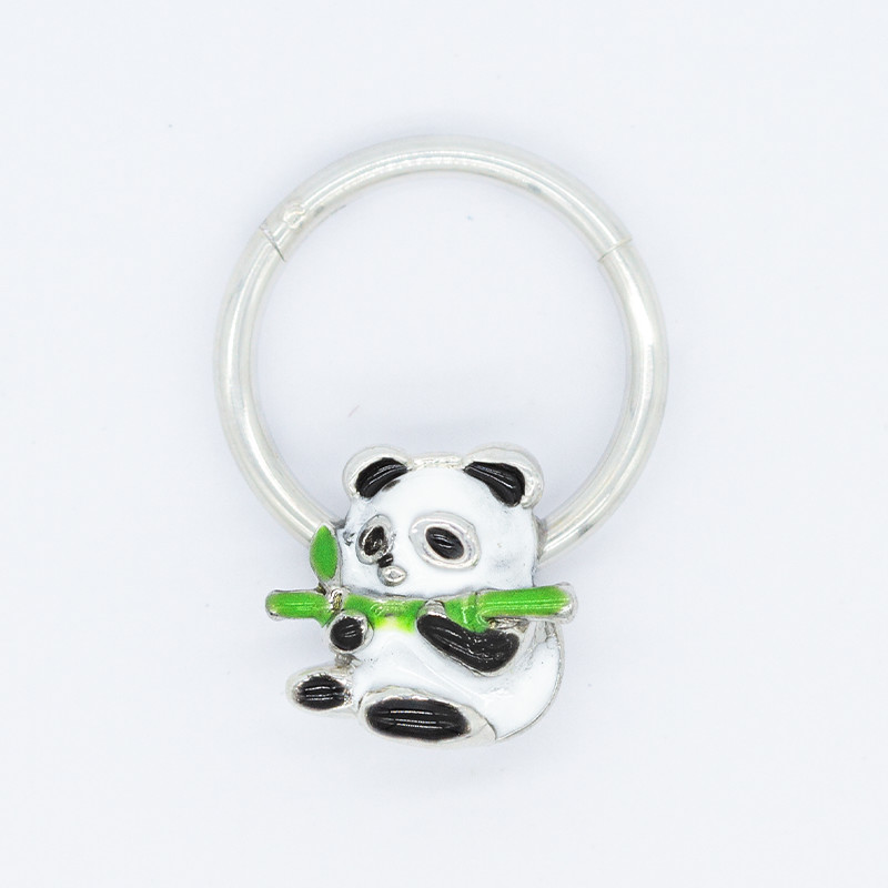 Cute Panda Nose Piercing Jewellery 316 Stainless Steel 16 Gauge Septum Ring 10mm