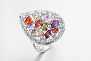 Wholesale 4.52g Pear Shaped Cubic Zirconia Ring Sterling Silver Ring ODM from china suppliers