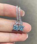 2.47ct Princess Cut Blue Lab Grown Diamond Studs 18k White Gold Studs