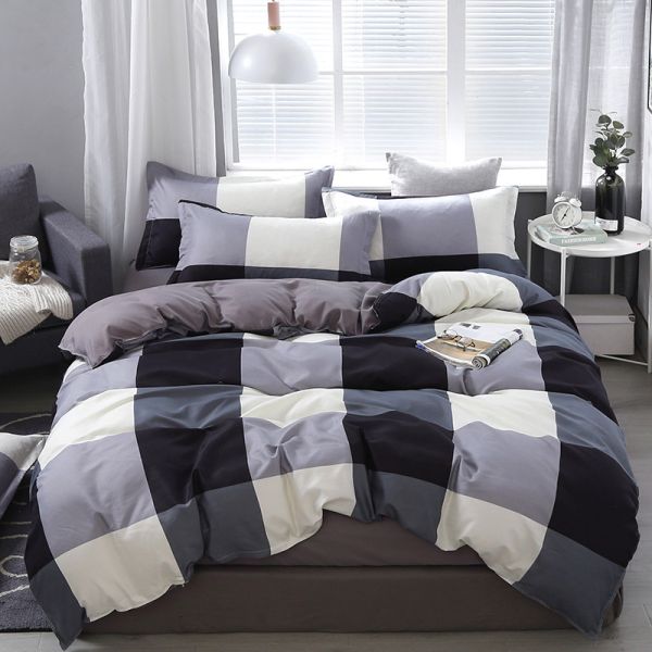 Polyester Fabric 4 Piece Bedding Set for 1.2m Bed White Five Star Hotel Bed Linen