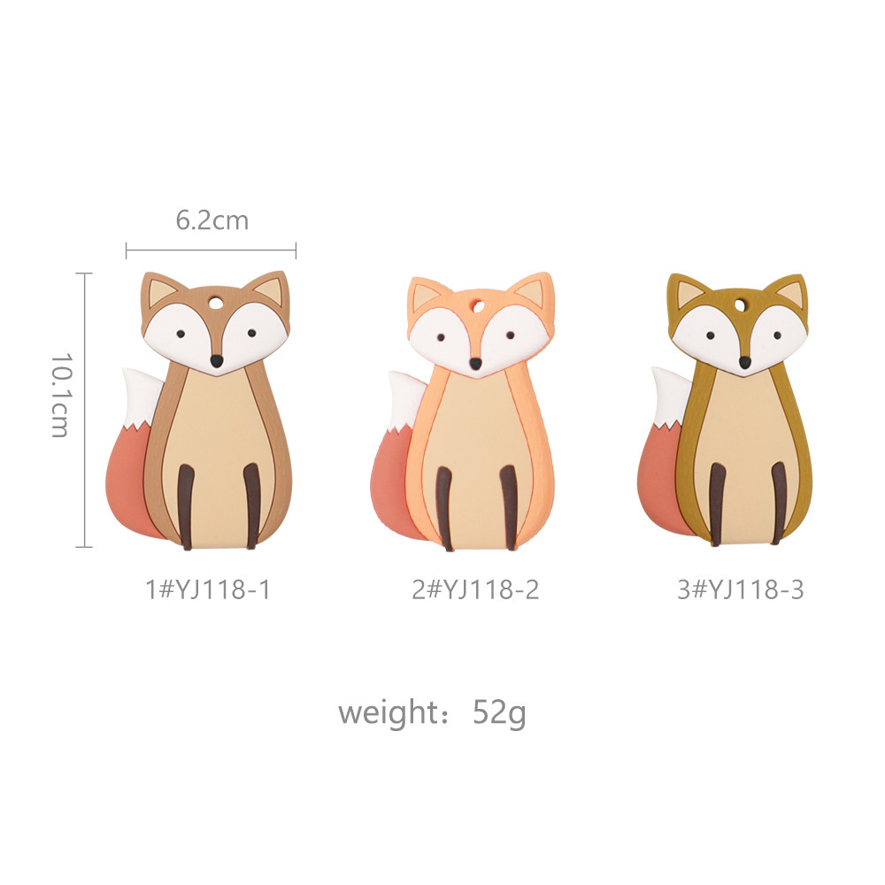 Customized Logo Silicone Baby Teether Chewable With Cow Fox Owl Shape